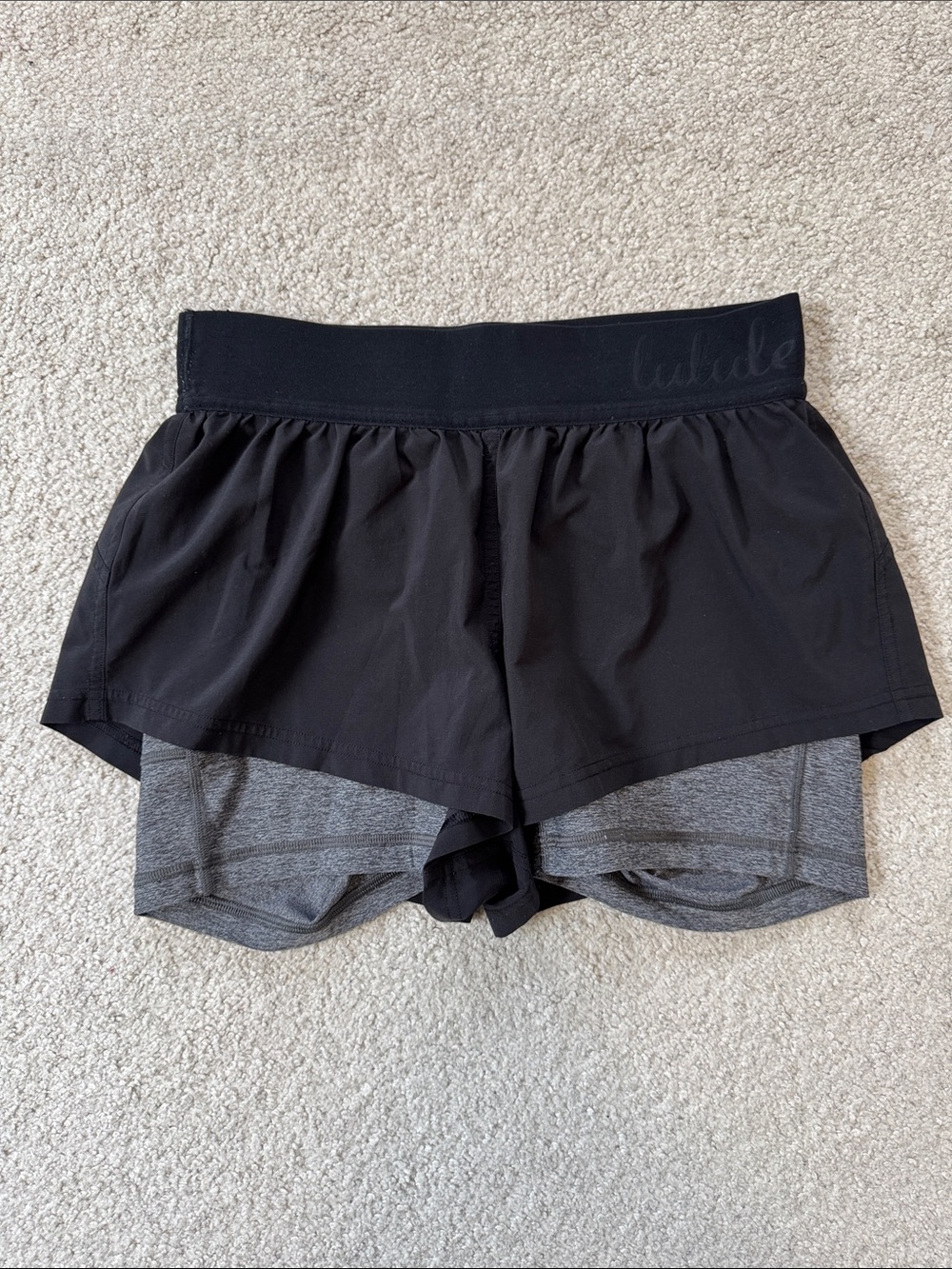 lululemon Box it Out Layered Shorts Grey/Black Sz6
